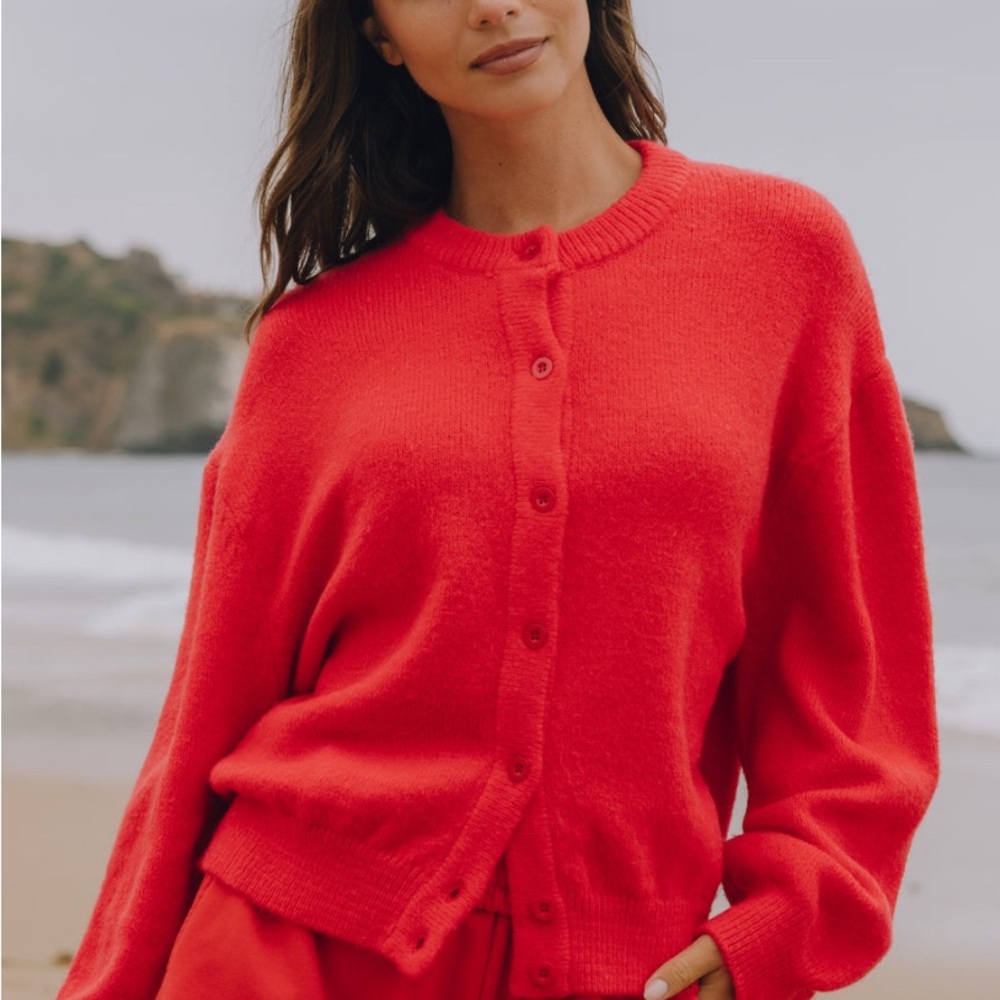 Daily Drills Red Cardigan Sweater